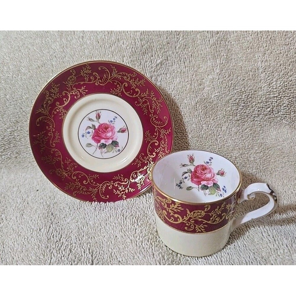 Swansea Rose (Magenta) Demitasse Cup and Saucer R139 Signed W Birbeck
